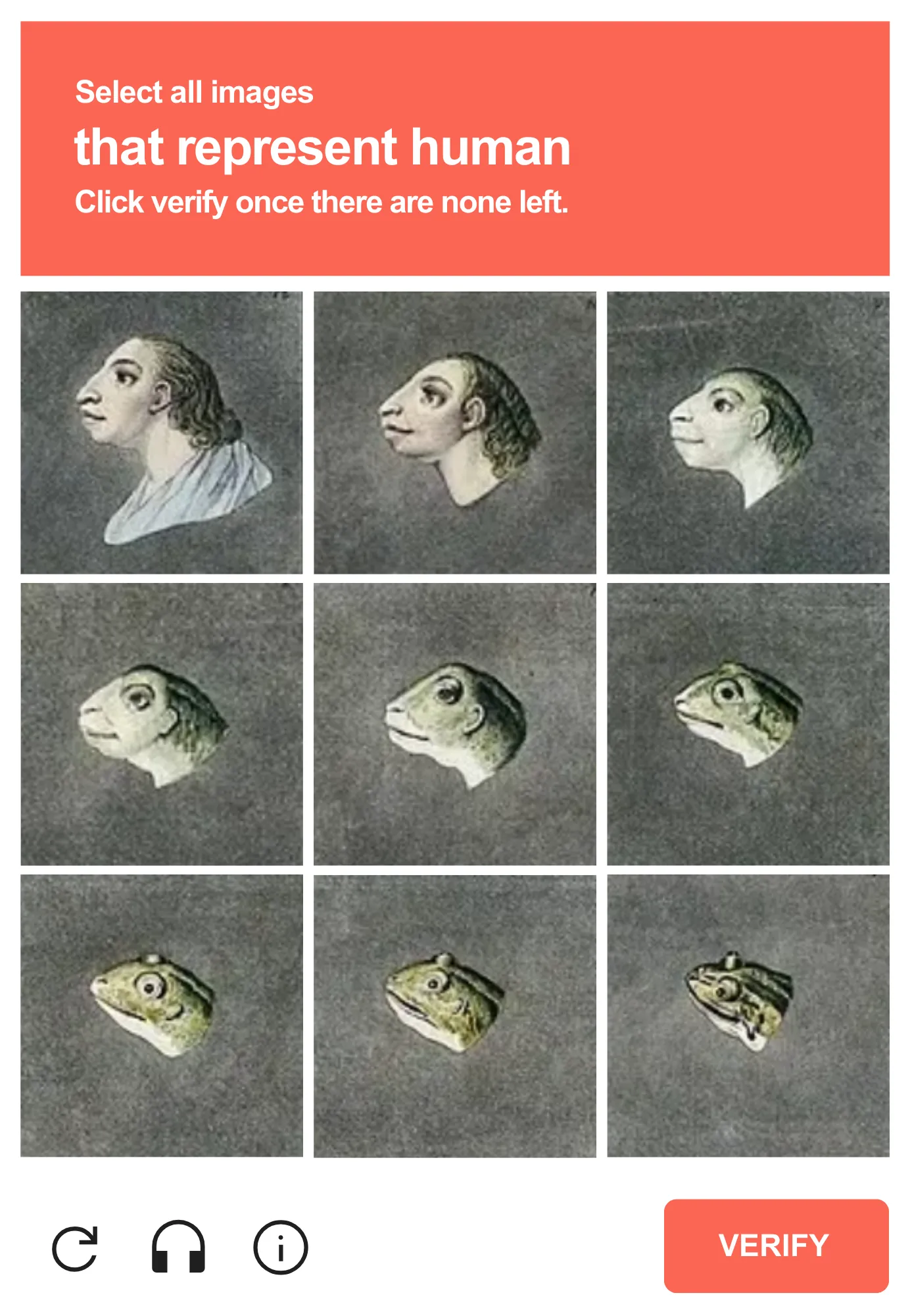 CAPTCHURED workshop visual — human to frog metamorphosis CAPTCHA